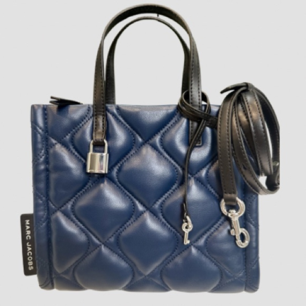 NWT Marc Jacobs Mini Grind Quilted Lambskin Leather Crossbody Satchel Azure Blue